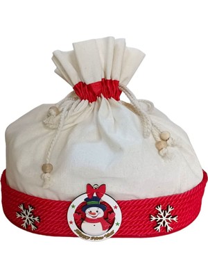 Yılbaşı Temalı Kırmızı Keseli Ekmek Sepeti, Şık ve Kullanışlı Mutfak Gereciği