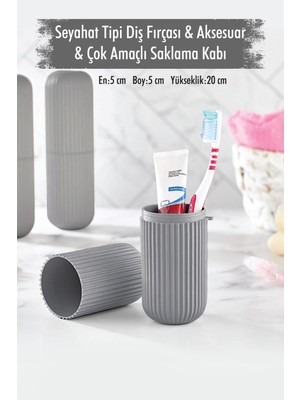 Depa Gri Seyahat Tipi Diş Fırçası & Aksesuar Kutusu & Çok Amaçlı Saklama Kabı