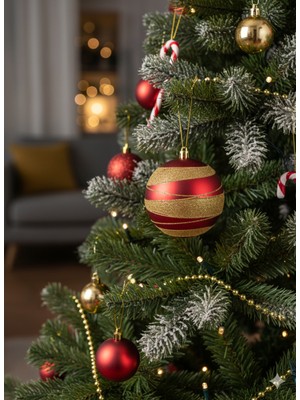 2 Adet Renkli Top Süsü, 10 Cm, Parlak ve Simli Yılbaşı Dekorasyonu