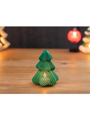 Yeşil Örgü Noel Ağacı, Tea Light Hediyeli, Şık ve Sıcacık Dekorasyon Seçeneği