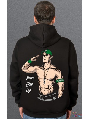 Bumeta John Cena Never Give Up Selam Amerikan Güreşi Sweatshirt Unisex Kapüşonlu Hoodie