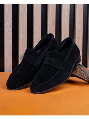 Italyan Stil Iç Dış Naturel Deri Süet Erkek Ayakkabı Siyah T13884