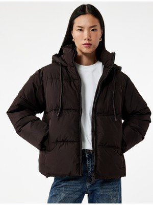 Koton Uzun Kollu Cepli Fermuarlı Su Itici Kapüşonlu Anorak Şişme Mont