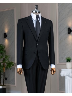 Italyan Stil Slim Fit 4 Drop Ceket Pantolon Takım Elbise Siyah T14773