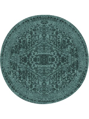 Kilim Home Mars Halı Yeşil Tonlarında Çiçek Temalı Dekoratif Kilim Salon Halısı Saçaklı Yıkanabilen Halı