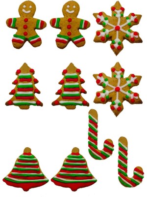 15 Adet Renkli Gıngerbread Zencefilli Yılbaşı Kurabiyesi