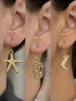 NKT Collection Trend Sembol Figürlü 3’lü Kadın Küpe Set