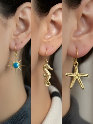 NKT Collection Trend Sembol Figürlü 3’lü Kadın Küpe Set