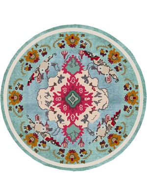 Kilim Home Mars Halı Turkuaz Tonlarında Klasık Dekoratif Kilim Salon Halısı Saçaklı Yıkanabilen Halı