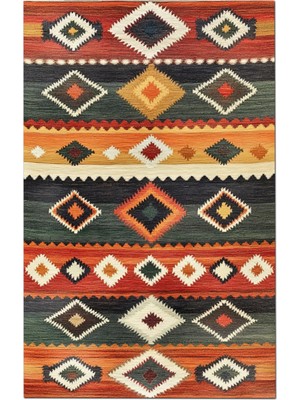 Kilim Home Mars 203 Çok Renkli Bej Otantik Etnik Desen Kaymaz ve Dokuma Taban Dekoratif Halı