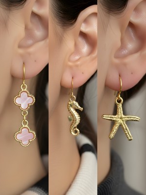 NKT Collection Trend Sembol Figürlü 3’lü Kadın Küpe Set