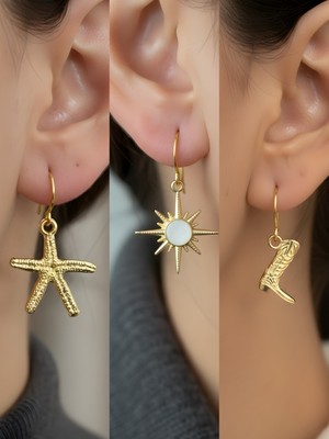 NKT Collection Trend Sembol Figürlü 3’lü Kadın Küpe Set