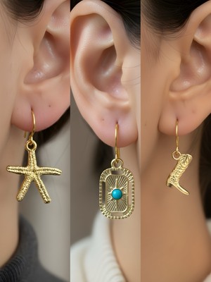 NKT Collection Trend Sembol Figürlü 3’lü Kadın Küpe Set