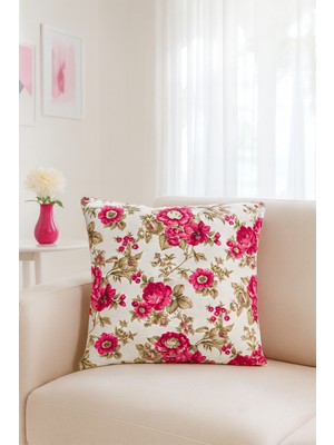 Premier Home Duck Büyük Güllü Kırlent Kılıfı Kırmızı V1 40X40