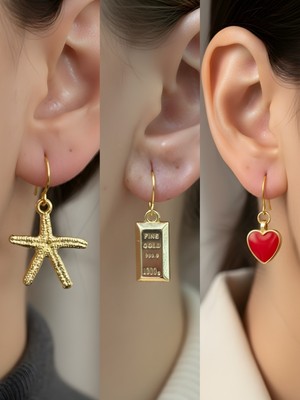 NKT Collection Trend Sembol Figürlü 3’lü Kadın Küpe Set