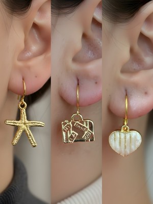 NKT Collection Trend Sembol Figürlü 3’lü Kadın Küpe Set