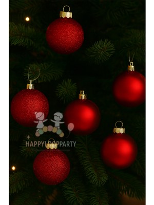 Kırmızı 4 cm 6'lı Top Seti Yılbaşı Ağacı Süsleri