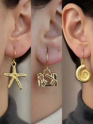 NKT Collection Trend Sembol Figürlü 3’lü Kadın Küpe Set