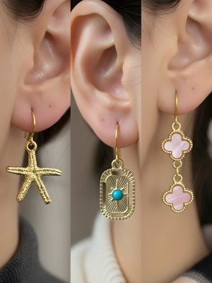 NKT Collection Trend Sembol Figürlü 3’lü Kadın Küpe Set