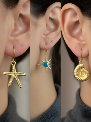 NKT Collection Trend Sembol Figürlü 3’lü Kadın Küpe Set