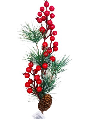 Yılbaşı Süsleri Kozalaklı Kokina Dalı 50CM, Yeşil, Doğal ve Şık Dekorasyon.