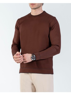 Italyan Stil Slim Fit Bisiklet Yaka Triko Kazak Kiremit T14507