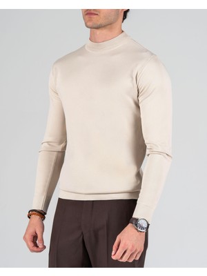 Italyan Stil Slim Fit Bisiklet Yaka Triko Kazak Taş T14523