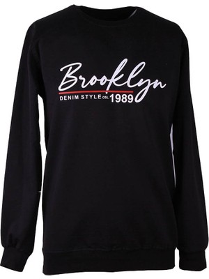 Trender 2 Ip Siyah Erkek Sweatshirt Brooklyn 0 Yaka