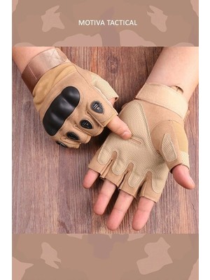 Landview 511 Model Taktik Combat Motosiklet Operasyon Outdoor Sport Korumalı Yarım Parmaksız Eldiven