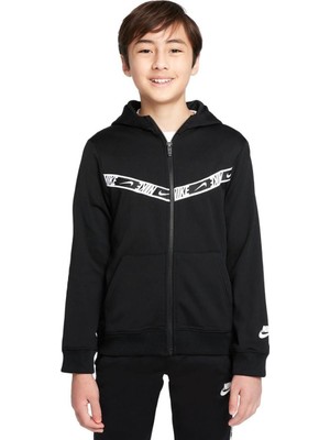 Nike B Nsw Repeat Pk Fz Hoodie Çocuk Siyah Günlük Stil Sweatshirt