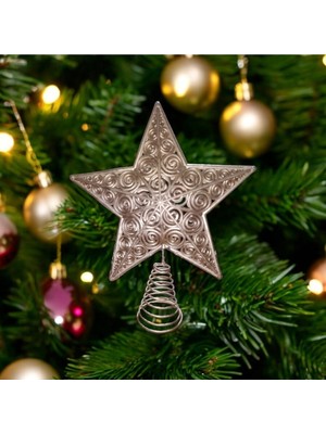 Pembe 23 cm Noel Ağacı Tepe Yıldızı, Yılbaşı Süsleri, Pembe Renkli Dekorasyon, Şık ve Zarif