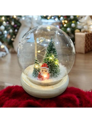Turuncu Noel Baba Kar Küresi LED Işıklı Süş, Sıcak ve Neşeli Yeni Yıl Dekoru