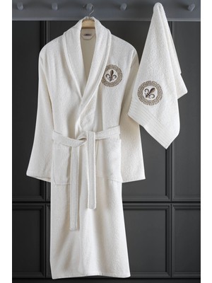 Hrnzafer Tekstil Alya Pamuklu Nakışlı 2 Parça Bornoz Takımı (Bornoz + Havlu)