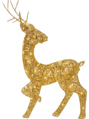 Okavango Yapay Noel Dekoru | Önceden Dizilmiş LED Işıklar ve Yer Kazıkları Içerir | Ren Geyiği