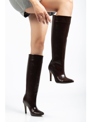 Budi SYT-2004 Kahve Kırışık Rugan Günlük Bayan Çizme