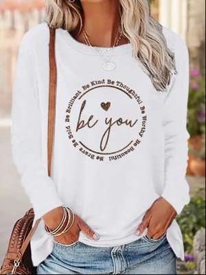 Moderie Butik Kadın Uzun Kollu Bisiklet Yakabe Youdesenli Viskon Bluz