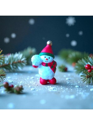 Renkli Kar Topu ve Kardan Adam Süslemesi, 10 Cm, Yılbaşı Dekorasyonu