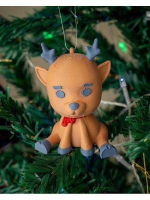 Yılbaşı Süsü, Uzaylı Ren Geyiği, 18CM, Çam Ağacı Dekoru, Eğlenceli ve Renkli Tasarım