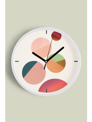 JHAAR Soyut - Geometrik Temalı Modern Duvar Saati - 30CM - Önü Camlı Beyaz Kasa - Sessiz Mekanizma