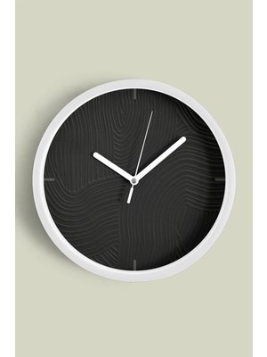 JHAAR Soyut Alçı Görünümlü Modern Duvar Saati - 30CM - Önü Camlı Beyaz Kasa - Sessiz Mekanizma