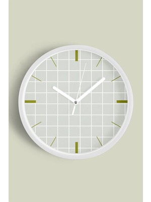 JHAAR Soyut Geometrik Temalı Modern Duvar Saati - 30CM - Önü Camlı Beyaz Kasa - Sessiz Mekanizma
