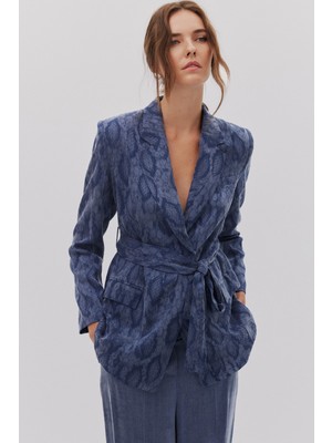 SHN Lyocell Yılan Desenli Ceket Pantolon Takım