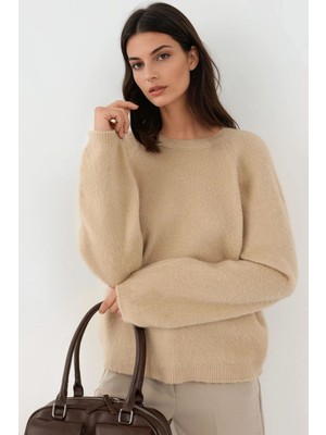 Hiccup Kadın Yumuşak Dokulu Bisiklet Yaka Basic Triko Kazak Natural