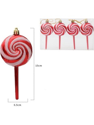 4 Adet Renkli Plastik Ağaç Süsü, 6,5X15CM, Şeker Çubuklu, Şık ve Renkli Dekorasyon