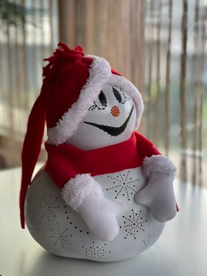 Kırmızı Ledli Kardan Adam Yılbaşı Dekoru, 30 Cm, Sıcak ve Neşeli Atmosfer Için