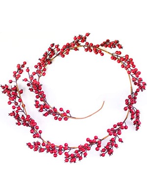 Yılbaşı Süsü Berry Kokinalı Garland 120 Cm, Kırmızı, Şık ve Renkli Dekorasyon Parçası
