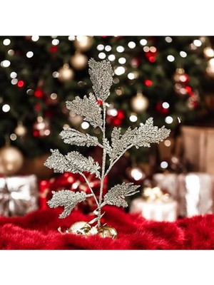 Yılbaşı Simli Yapay Çiçek, Yoğun Dal, 70X40, Çok Renkli, Göz Alıcı Dekorasyon Aracı