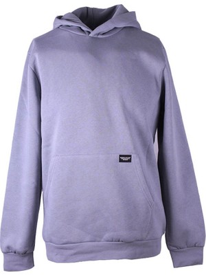 Trender Kapüşonlu Kanguru Cep 3 Iplik Şardonlu Açık Gri Erkek Sweatshirt 5281