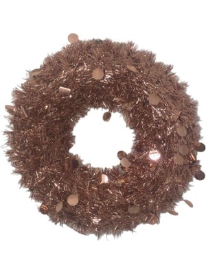 Yılbaşı Kapı Süsü, Pembe Bakır Renkli Çelenk, Dekoratif Süs, Güzel ve Şık Tasarım