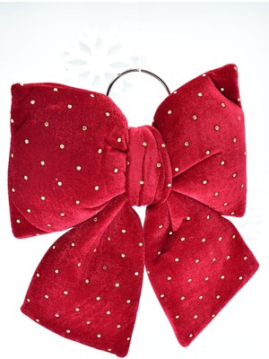 Kırmızı Yaldızlı Kurdela, 22X30 Cm, Yılbaşı Ağacı Süsü Için Şık ve Parlak Detay